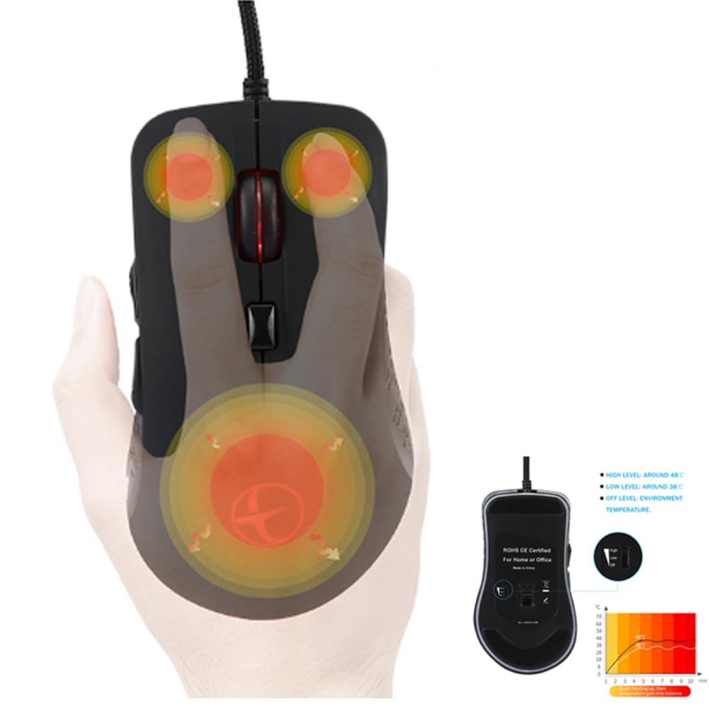 Lnfxkvva Heated Gaming Mouse - 2400 DPI Adjustable Wired Mouse with Heating Function for Cold Winter, Ergonomic Design for PC Gamers - Perfect for Office Work, Gaming Sessions & Winter Computer Use
