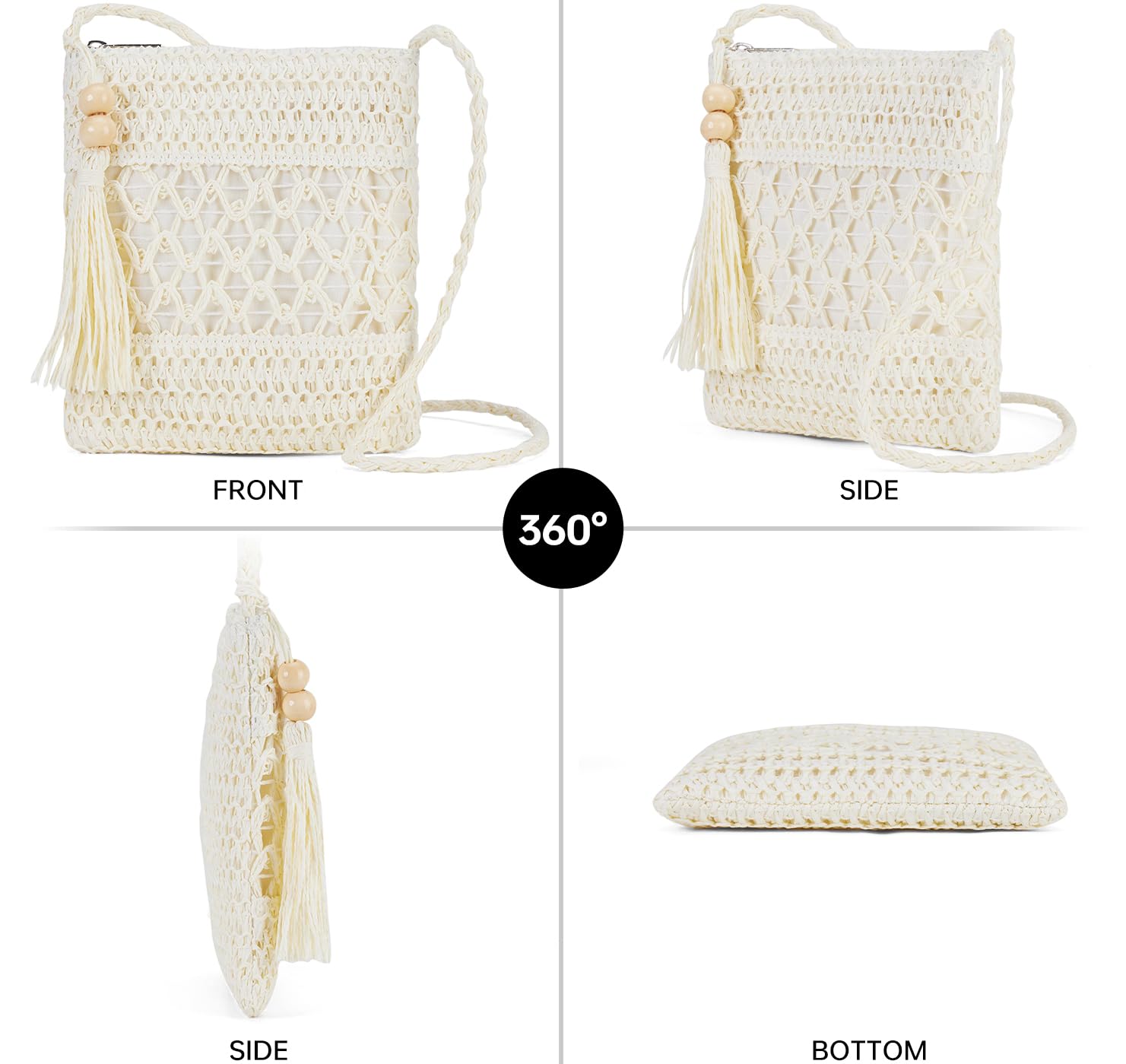 Stylish Raffia Woven Straw Crossbody Bag for Women - Summer Beach Vacation Tote Purse | Perfect for Pool Parties, Seaside Outings & Tropical Getaways