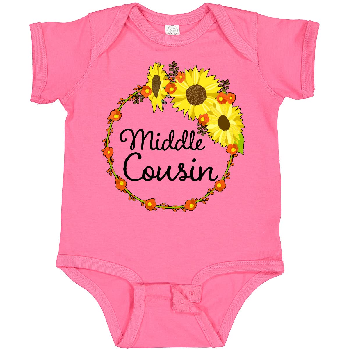 Inktastic Middle Cousin Sunflower Wreath Baby Bodysuit - Cute Sunflower Design Infant Onesie for Newborns & Toddlers - Perfect for Family Photos, Birthdays & Special Occasions