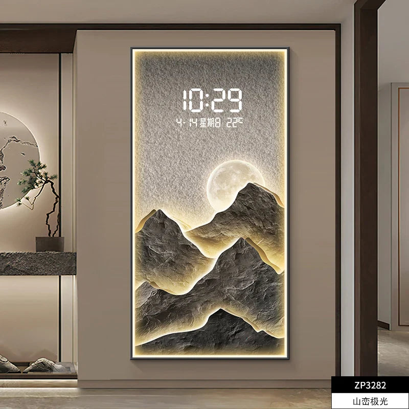 Digital Mountain Scenery Wall Clock - Silent Non-Ticking Modern Decor for Living Room, Bedroom & Office - Perfect for Nature Lovers & Home Décor