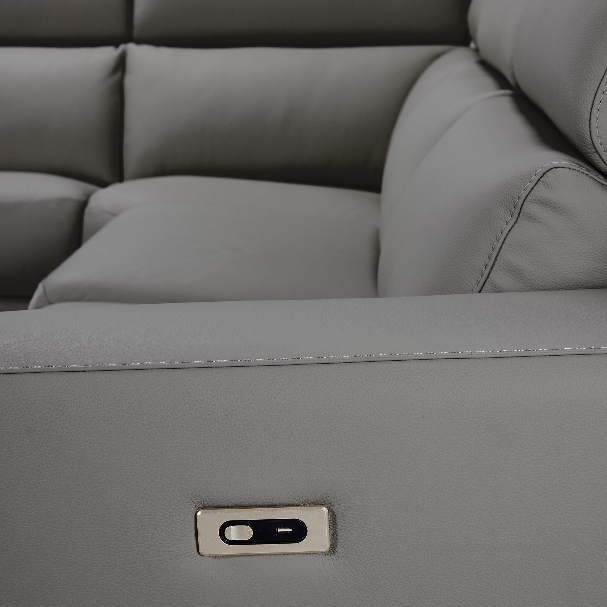 Bianca 3-Piece Power Reclining Sectional Sofa with Left Facing Chaise in Grey - Perfect for Living Room, Home Theater & Family Gatherings