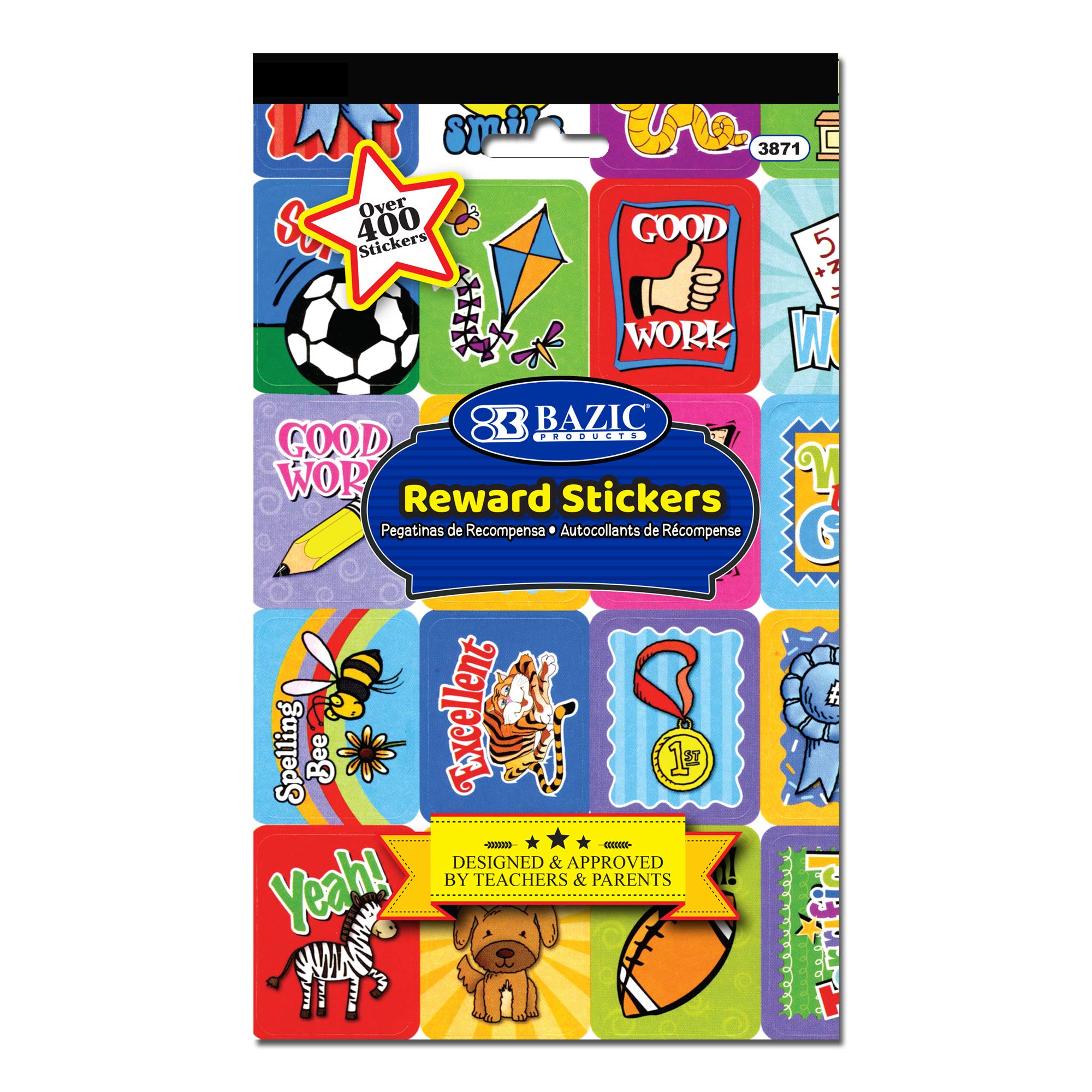 BAZIC Reward Sticker Book with 400+ Motivational Stickers - Positive Words Classroom Incentives for Kids, Teachers & Students (288-Pack) - Perfect for Behavior Charts, Homework Rewards & School Activities