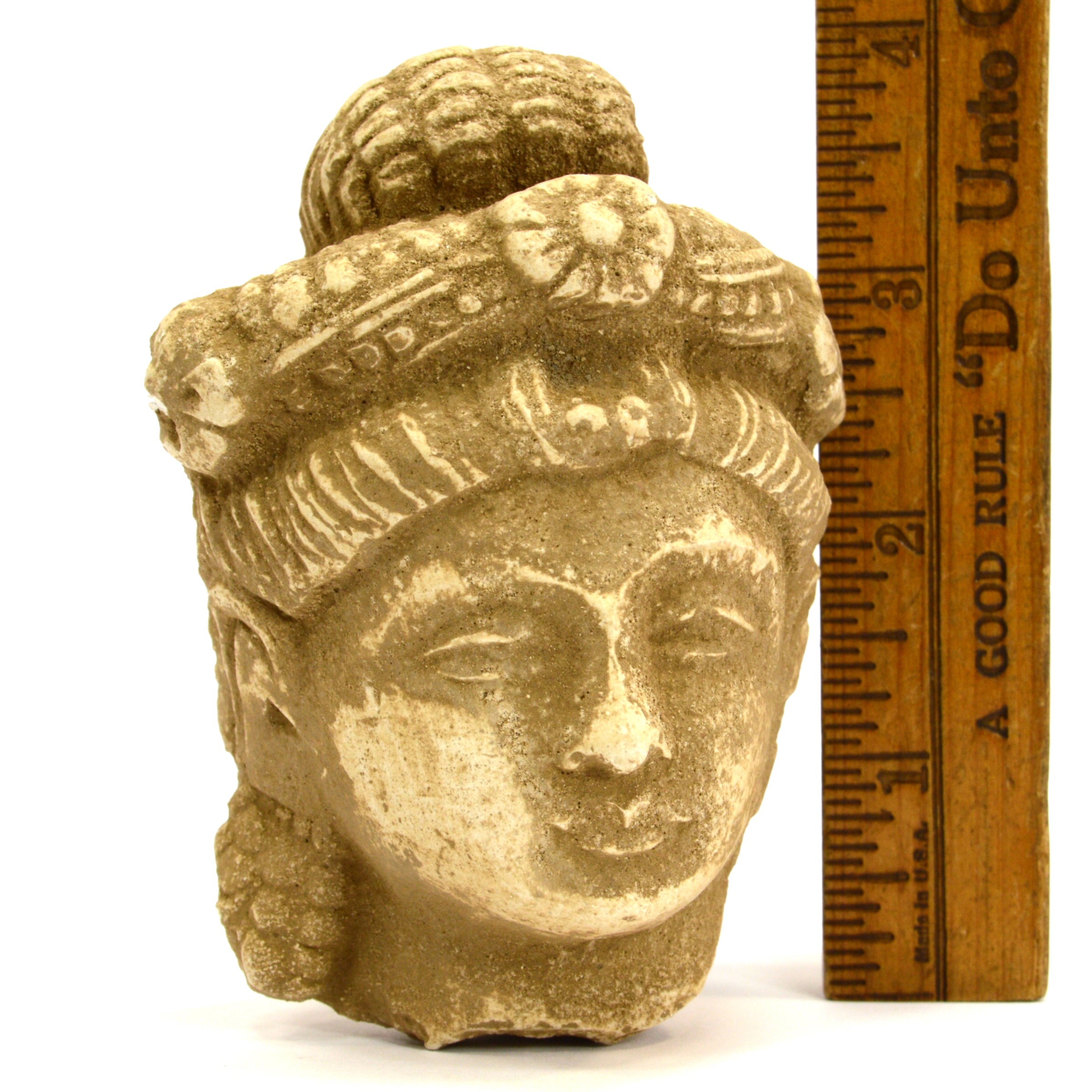 Ancient Gandharan Stucco Head of Bodhisattva - Hand Carved Stone Buddhist Artifact - Perfect for Home Altar, Meditation Space & Asian Art Collection