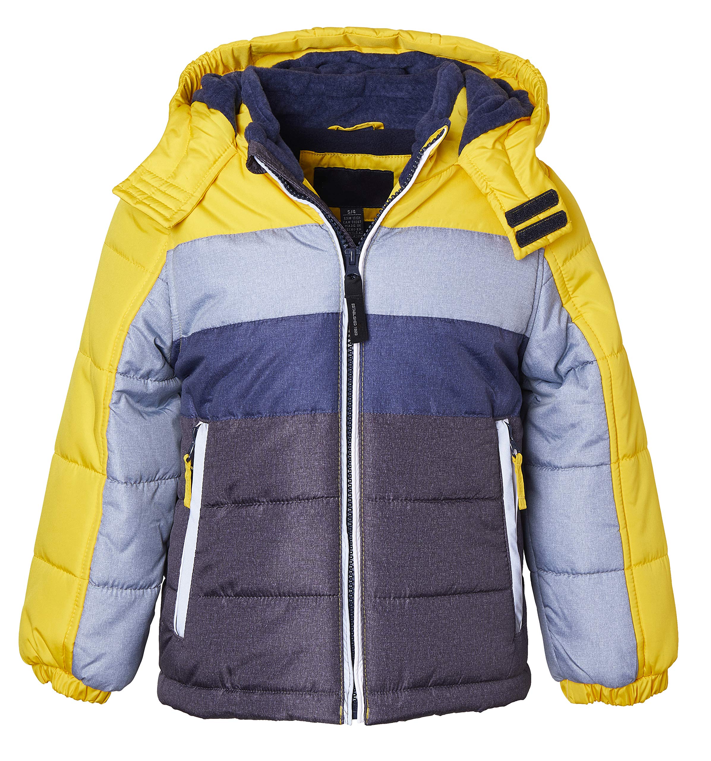 Sportoli Boys' Fleece-Lined Hooded Colorblock Winter Puffer Bubble Jacket - Warm & Stylish Coat for Kids Outdoor Activities, Snow Play & Cold Weather