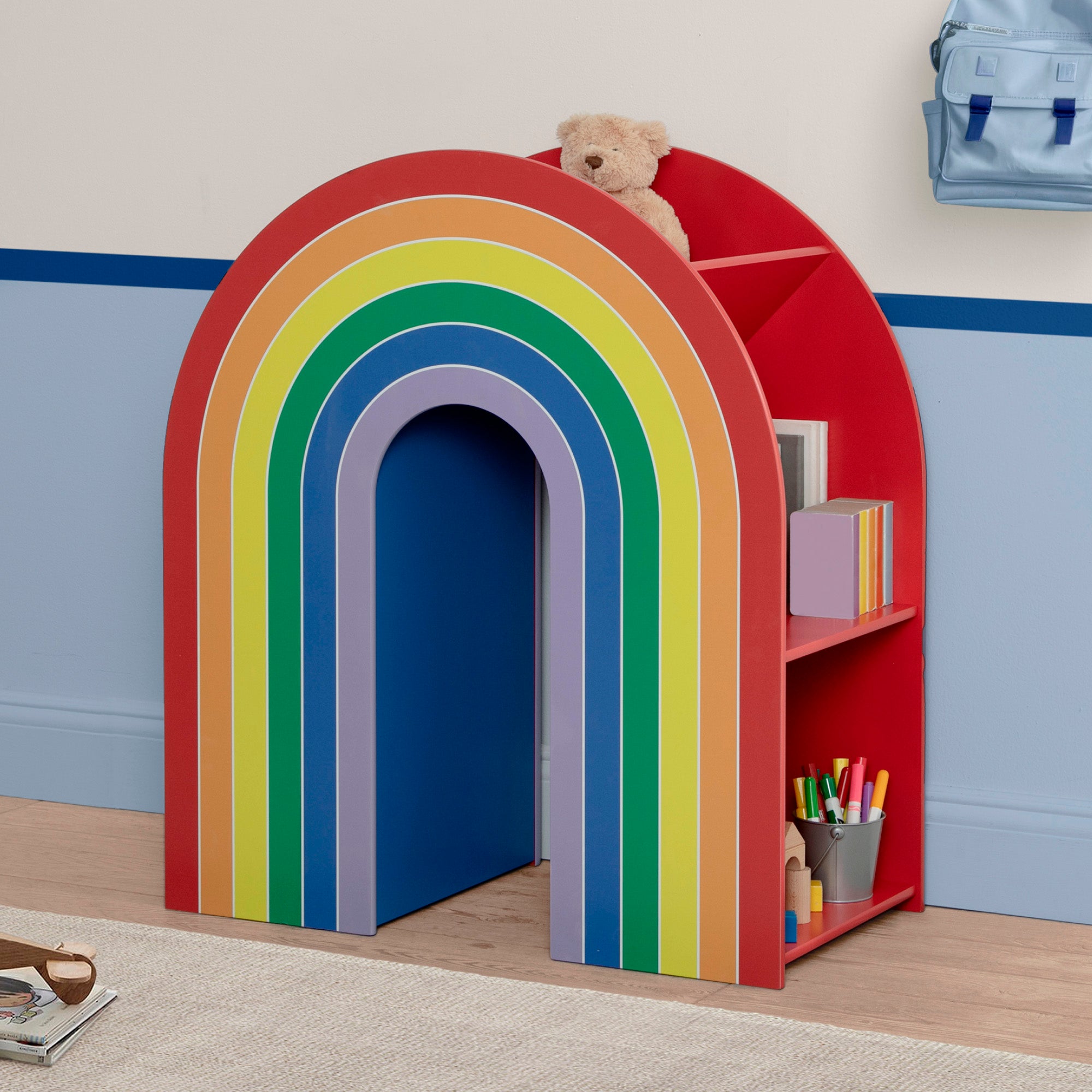 Colorful Rainbow Bookcase for Kids & Nursery - Stylish Bookshelf for Children's Room, Playroom & Classroom Organization