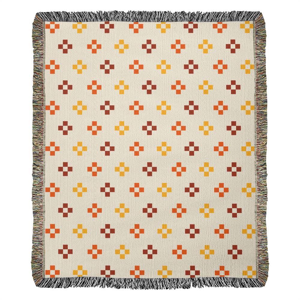 Southwestern Cross Cotton Fringe Woven Blanket - Soft Boho Throw for Couch, Bed & Outdoor Picnics - Southwestern Style Home Decor & Cozy Gift Idea