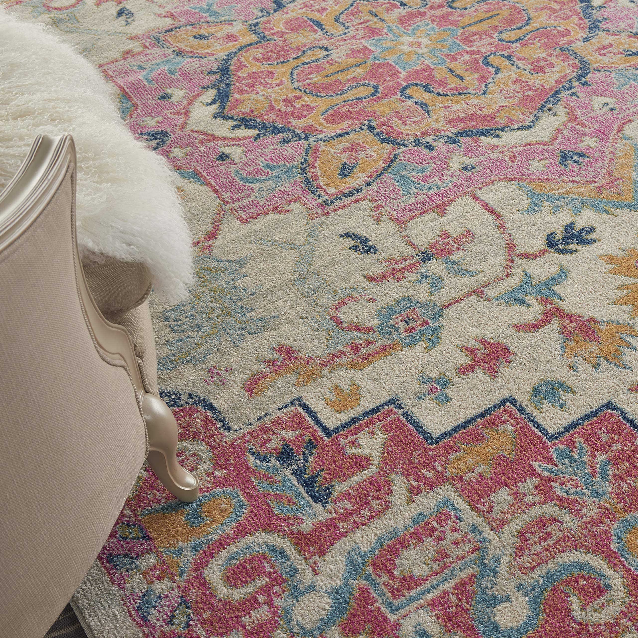 Nourison Passion Bohemian Ivory/Pink 8' x 10' Area Rug - Easy to Clean, Non-Shedding, Soft & Durable - Perfect for Bedroom, Living Room, Dining Room & Kitchen Decor (8x10) - Adds Bohemian Style to Any Space
