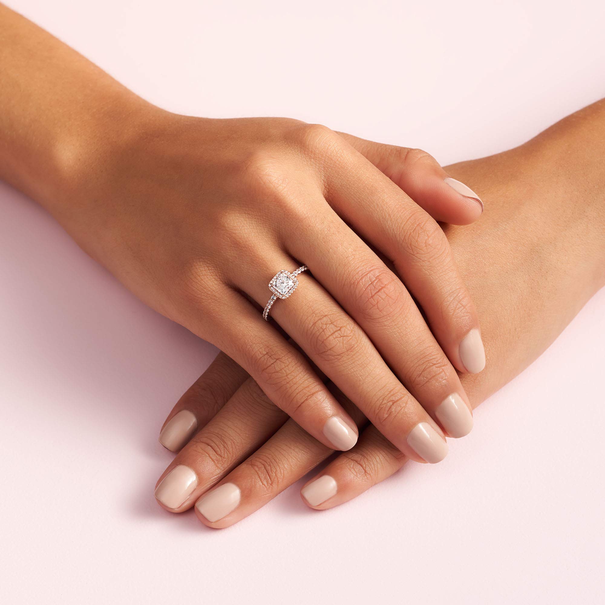 PANDORA Rose Gold Square Sparkle Halo Cubic Zirconia Ring for Women - Elegant Wedding, Anniversary & Evening Party Jewelry Gift