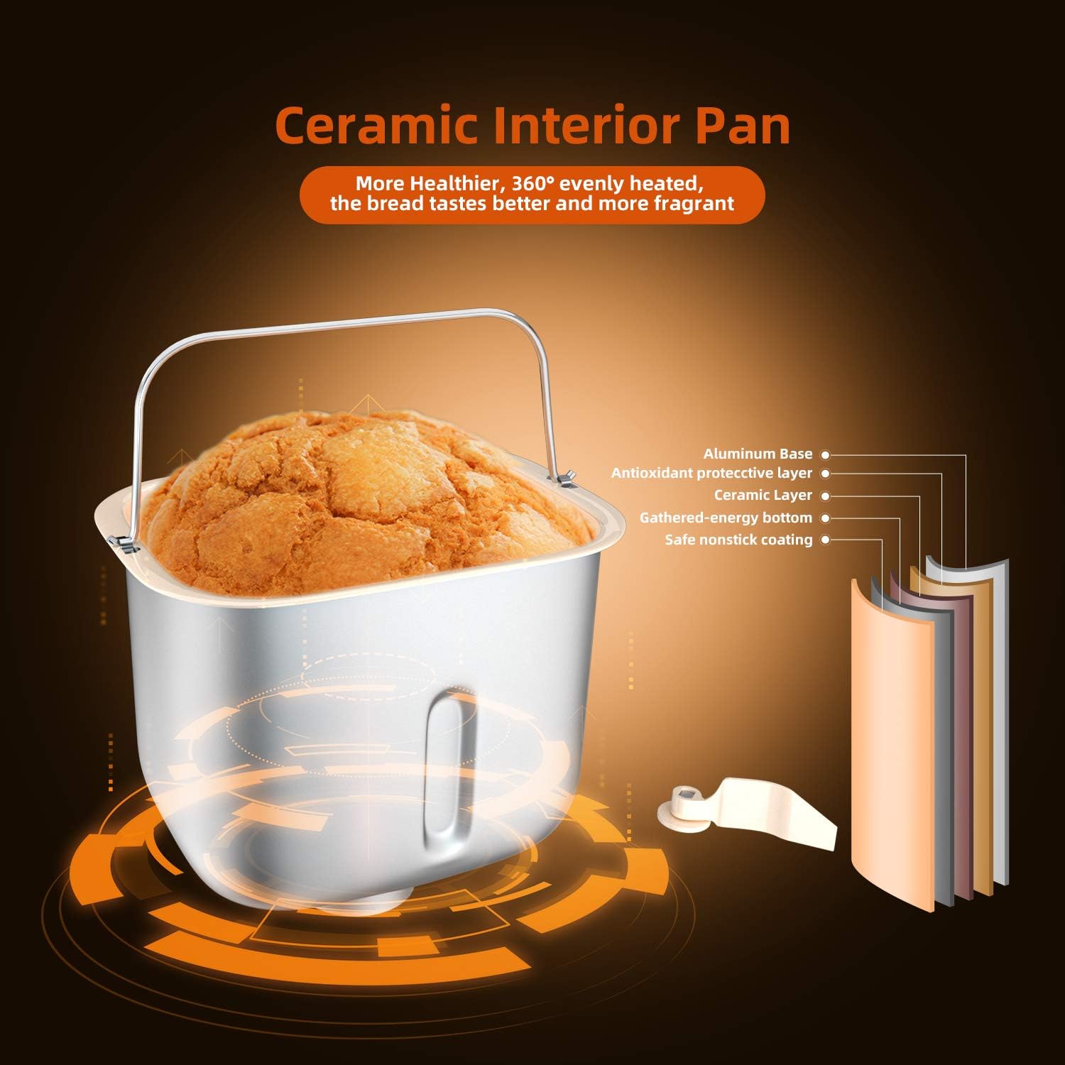 **KBS 17-in-1 Bread Maker Machine - 2LB Stainless Steel Bread Machine with Fruit Nut Dispenser, Nonstick Ceramic Pan, Digital Touch Panel, 710W, 15-Hour Timer, 1-Hour Keep Warm - 3 Sizes & 3 Colors - Perfect for Homemade Bread, Gluten-Free Baking & Family Breakfasts**