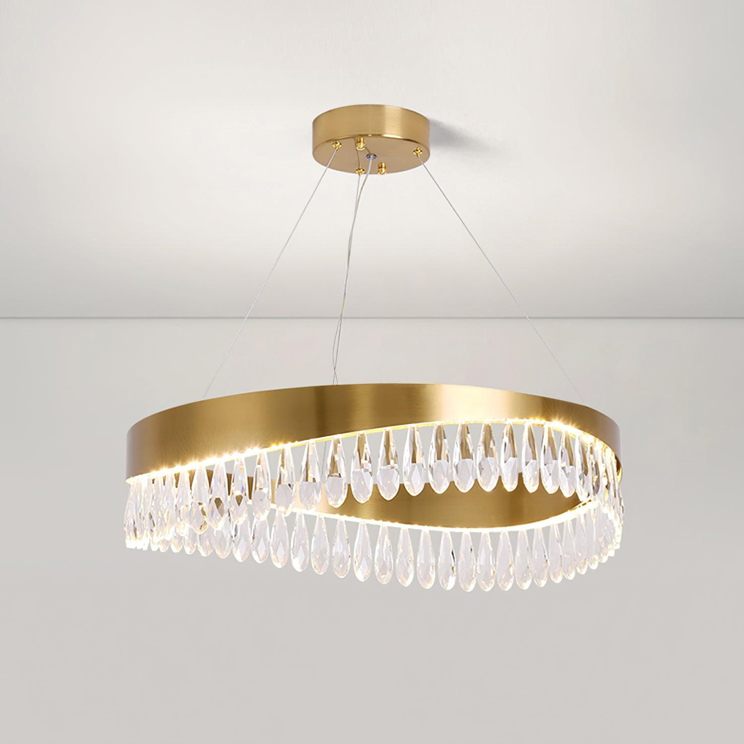 Elegant Crystal Pendant Chandelier - Modern Glass Ceiling Light Fixture for Dining Room, Living Room, Bedroom Decor
