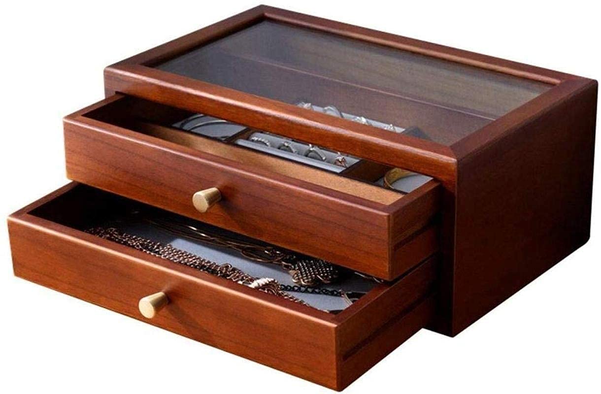 Vintage Chinese Style Wooden Jewelry Box for Women - Double Layer Jewelry Organizer with Retro Design, Perfect for Necklace, Ring & Earring Storage - Elegant Home Decor & Gift Idea for Her