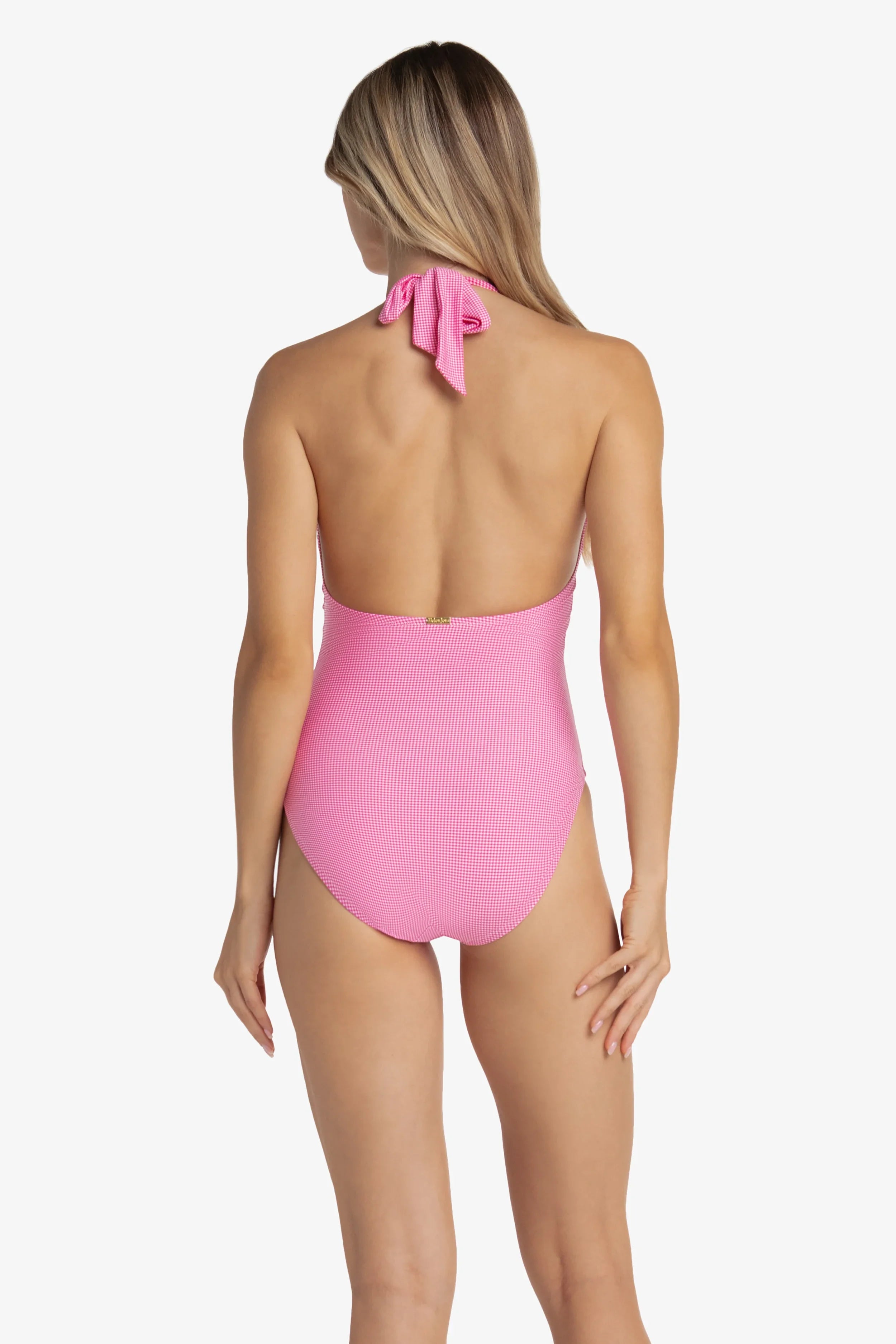 Twist Front One Piece Swimsuit | Pink Gingham Bikini for Women - Perfect for Beach Vacations, Pool Parties & Summer Getaways