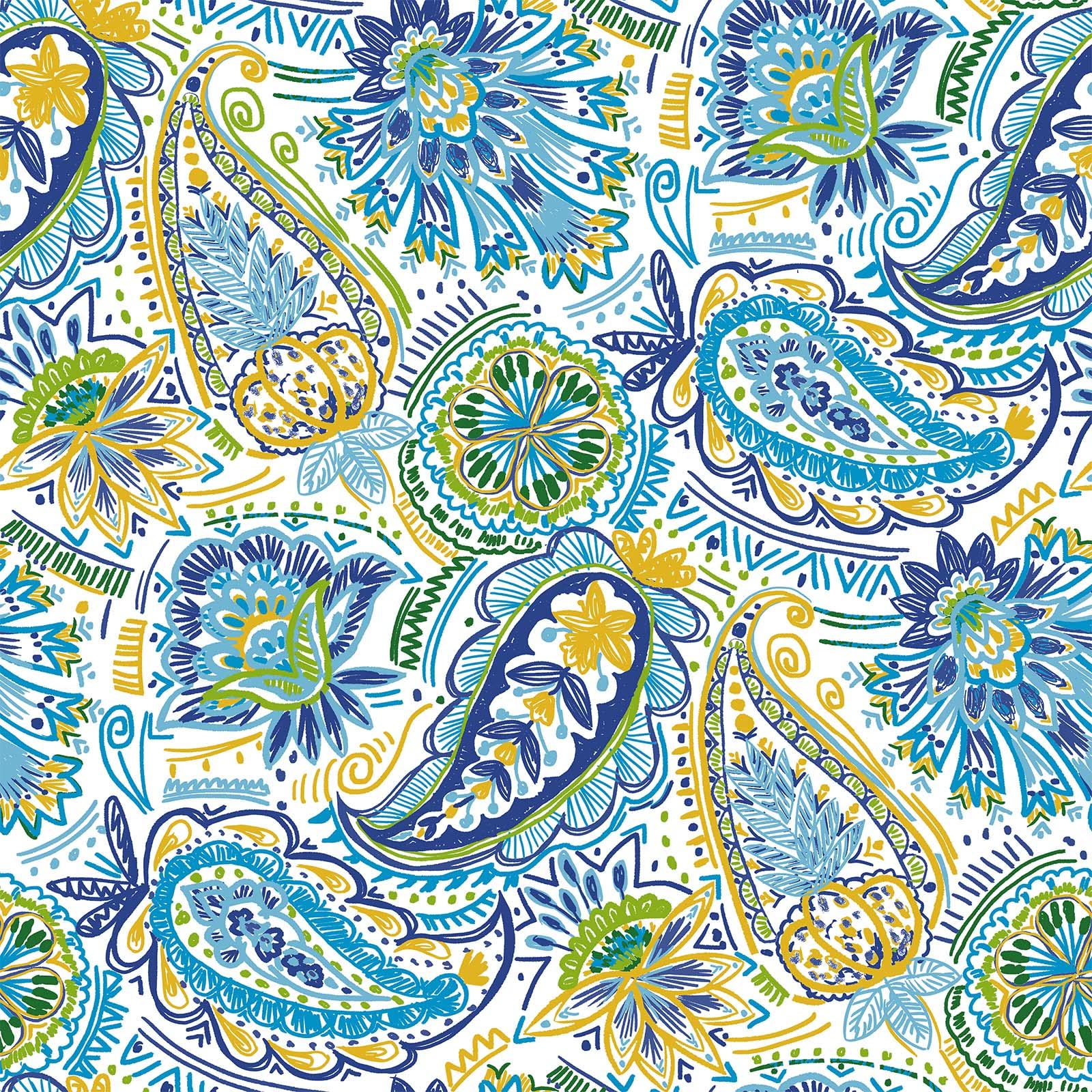 **LVTXIII 2 Pack High Back Chair Cushions for Outdoor & Indoor Use – Deep Seat Patio Cushion Set with High Rebound Foam – 44”x22”x4” – Paisley Blue – Perfect for Rocking Chairs, Porch Swings & Garden Furniture**