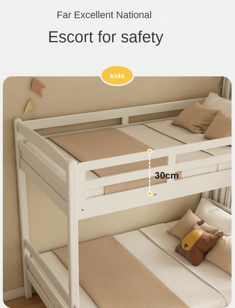 Solid Wood Beech & Birch White Detachable Bunk Bed for Kids - Perfect for Small Bedrooms, Guest Rooms & Space-Saving Kids' Rooms