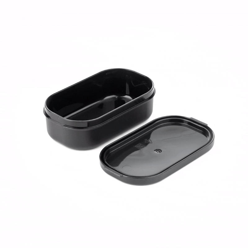 Bento Tek 3 oz Black Buddha Box Snack Container with Lid - 4 Pack Sauce Cups for Lunch, Condiments, Dips - Perfect for Office, Picnics & Meal Prep (3.75