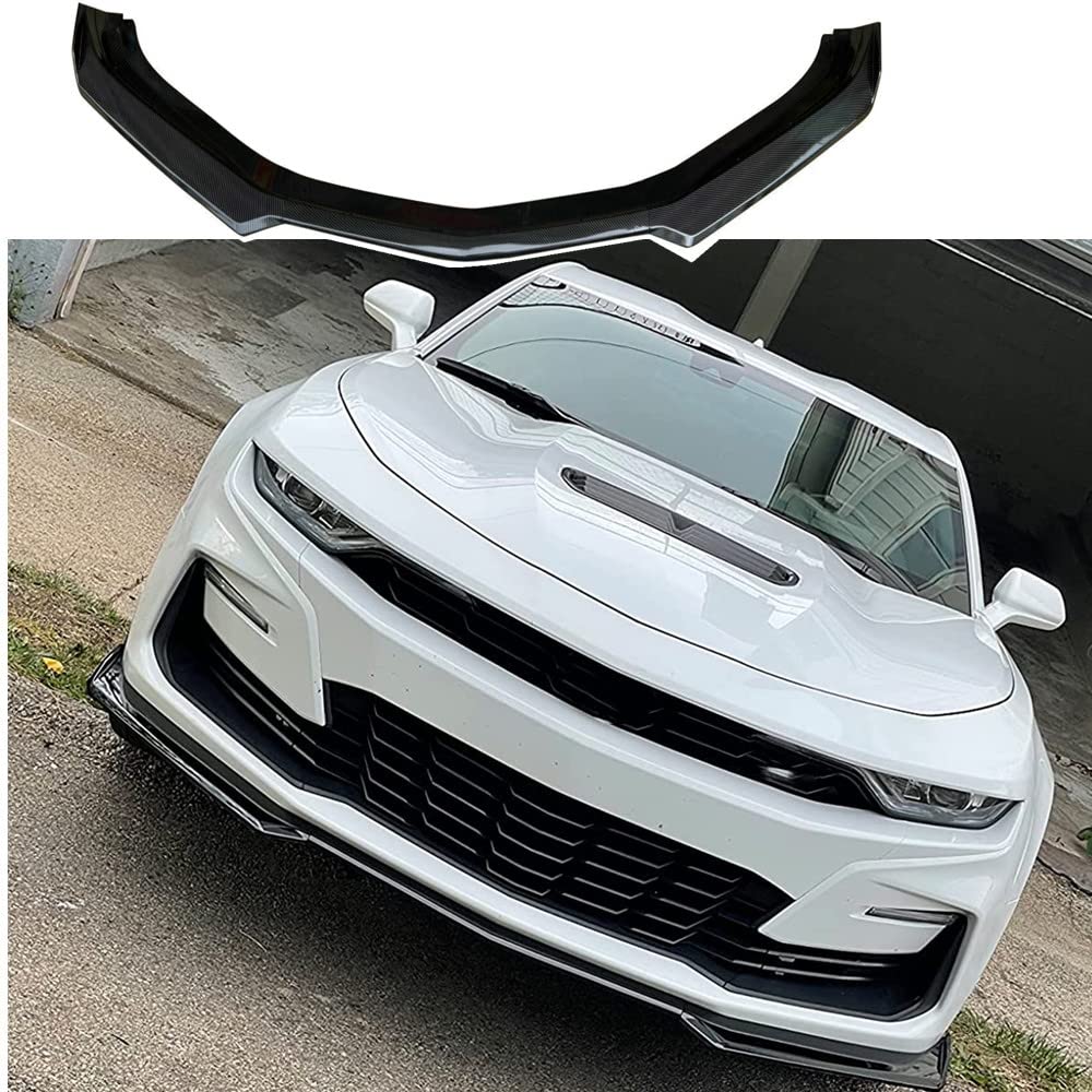 3PCS Carbon Fiber Style Front Lip Spoiler for Chevy Camaro 2016-2021 SS & 2019-2021 LS/LT/RS Models - Front Bumper Lip Splitter for Enhanced Aerodynamics & Sporty Look (Perfect for Car Shows, Racing Events & Street Performance)