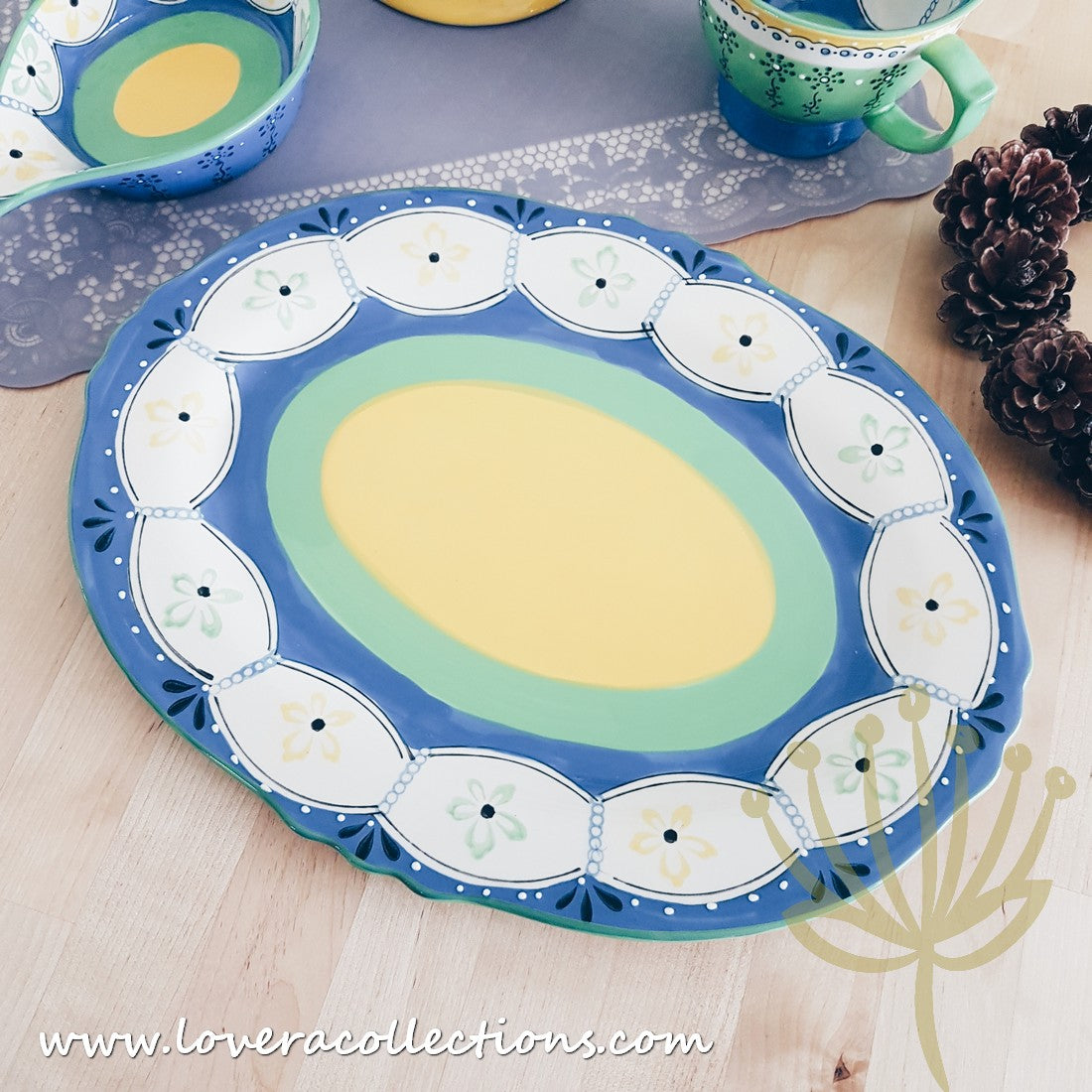 65% Off + Buy 1 Get 1 Free - Blue Nusa Beach Oval Platter - Perfect for Beach Parties, Picnics & Home Decor