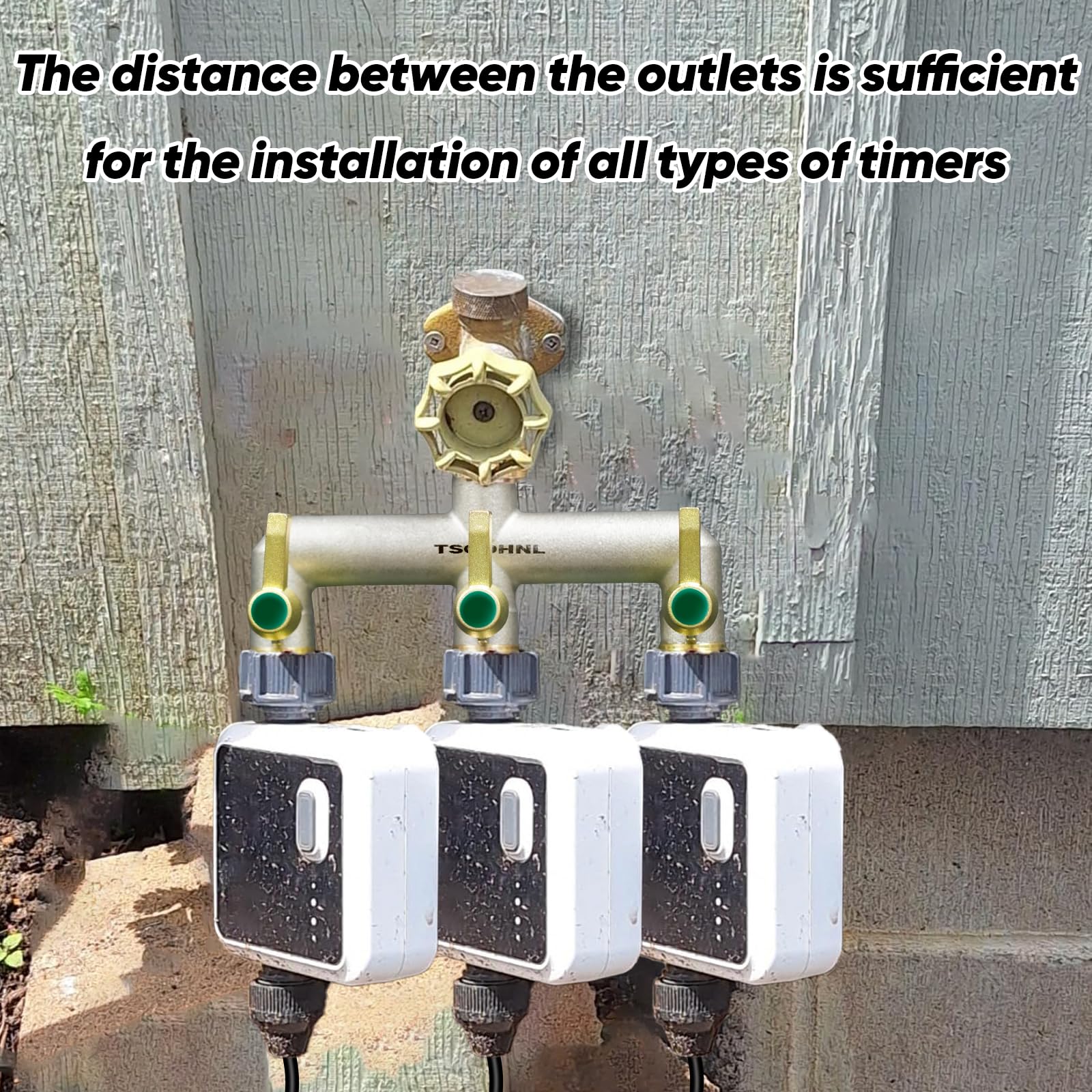 3-Way Garden Hose Splitter - Heavy Duty Brass Nickel Plated Faucet Diverter with 3 Extended Metal Handles, 3/4-Inch GHT Hex Female Inlet & Male Outlet - Perfect for Outdoor Watering, Sprinkler Systems & Multiple Hose Connections