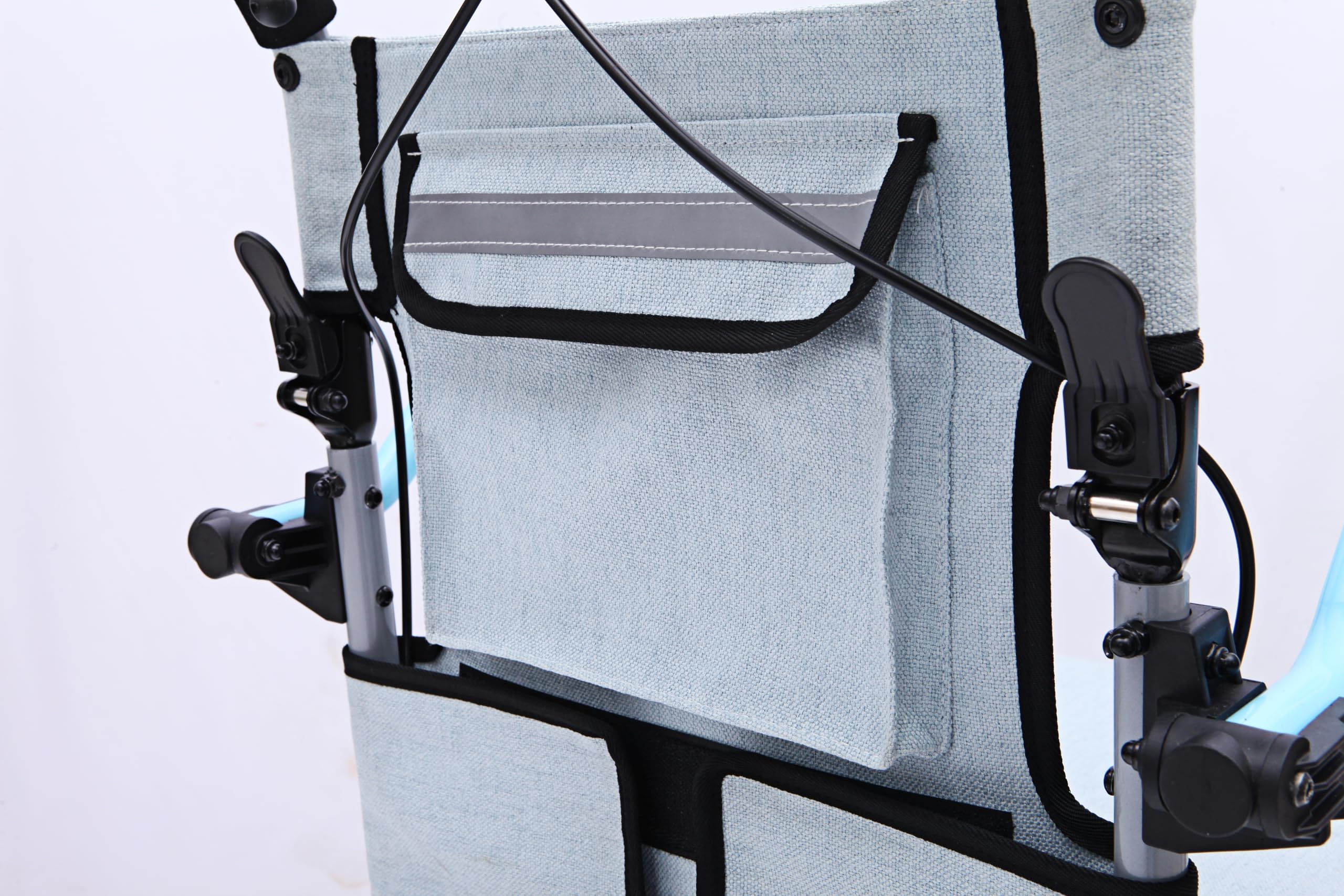 Ultra Lightweight Folding Transport Wheelchair for Elderly - Portable, Locking Handbrake, Removable Flip Armrests & Swinging Footrests (Gray Blue) - Ideal for Travel, Doctor Visits, and Indoor/Outdoor Mobility