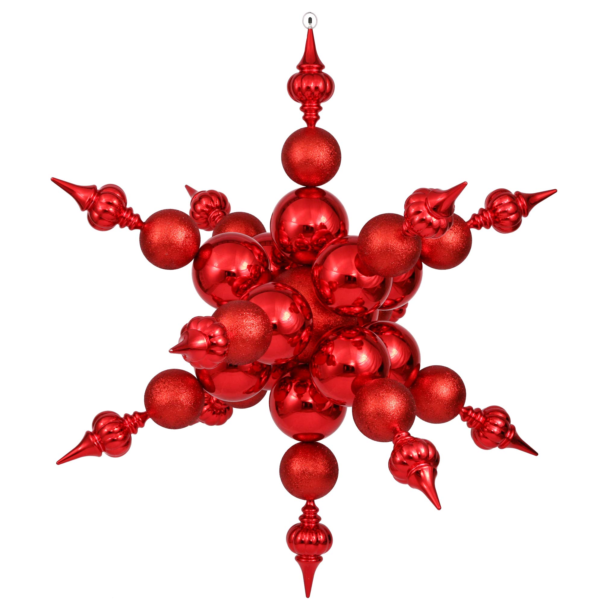 Vickerman 39 Inch Red Glitter Snowflake Christmas Tree Ornament - Sparkling Holiday Decor for Xmas Tree, Home, Party & Winter Wedding Decorations