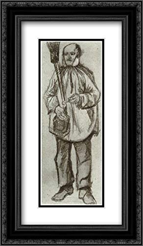 Vincent van Gogh Museum Art Print - Orphan Man in Blouse with Broom & Pipe - 14x24 Black Ornate Framed Double Matted - Wall Decor for Living Room, Office & Art Gallery