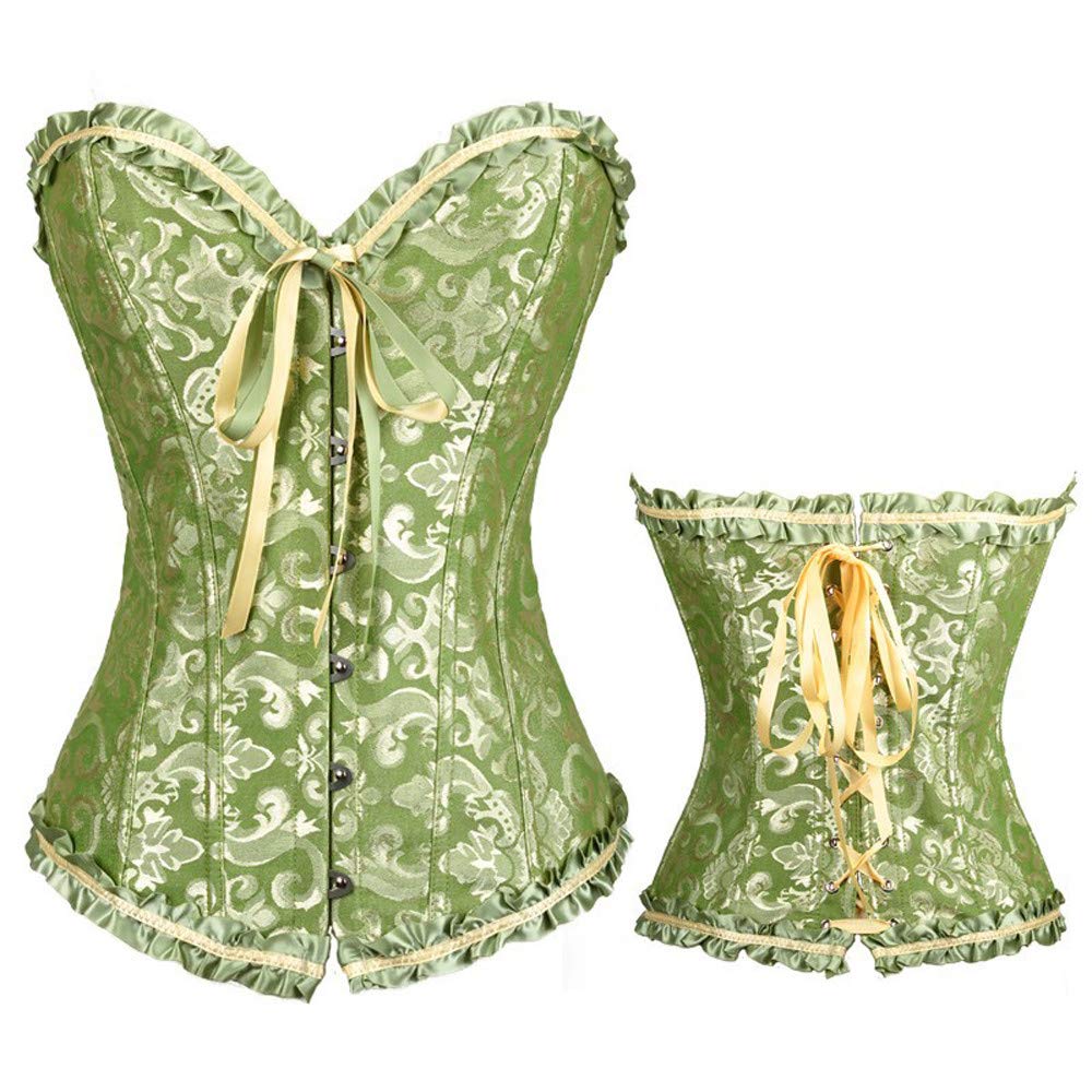 Sexy Victorian Corset Tops for Women - Overbust Longline Steel Boned Corsets Plus Size Lace Trim Renaissance Bustiers - Perfect for Cosplay, Gothic Fashion & Vintage Outfits