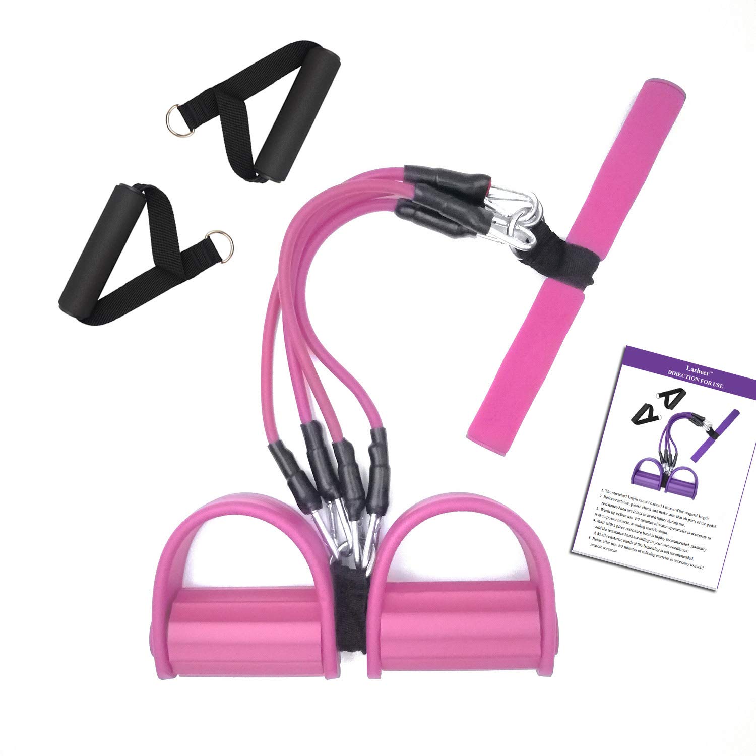 4-Tube Elastic Resistance Bands Set - Heavy Duty Pull Rope for Full Body Workout, Yoga, Sit-ups & Strength Training | Perfect for Home Gym, Physical Therapy, Leg/Arm/Abdominal Exercises & Stretching Routines
