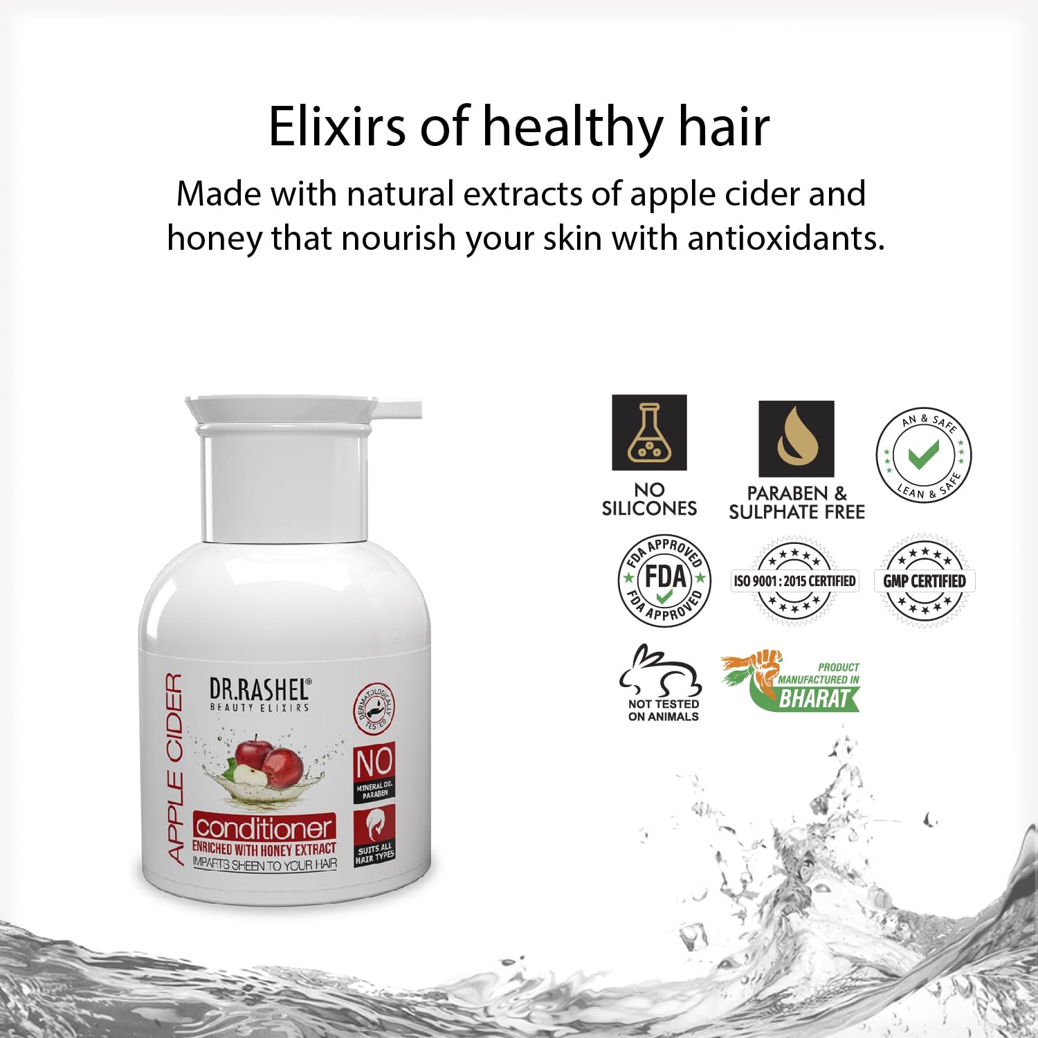 DR.Rashel Apple Cider Vinegar Hair Conditioner with Honey Extract - Repairs Dry, Frizzy & Damaged Hair - Sulfate Free & Tangle Free Formula for Men & Women (200ml) - Perfect for Color Treated & Chemically Processed Hair