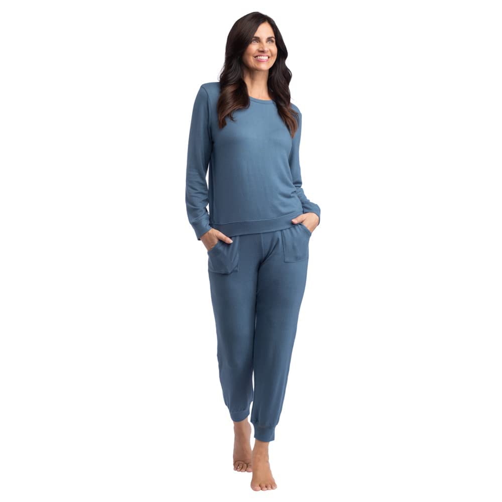 Ultra Soft Women's 2-Piece Lounge Set - Jersey Crew Neck Summer Loungewear | Comfortable Sleepwear & Relaxing at Home Outfit