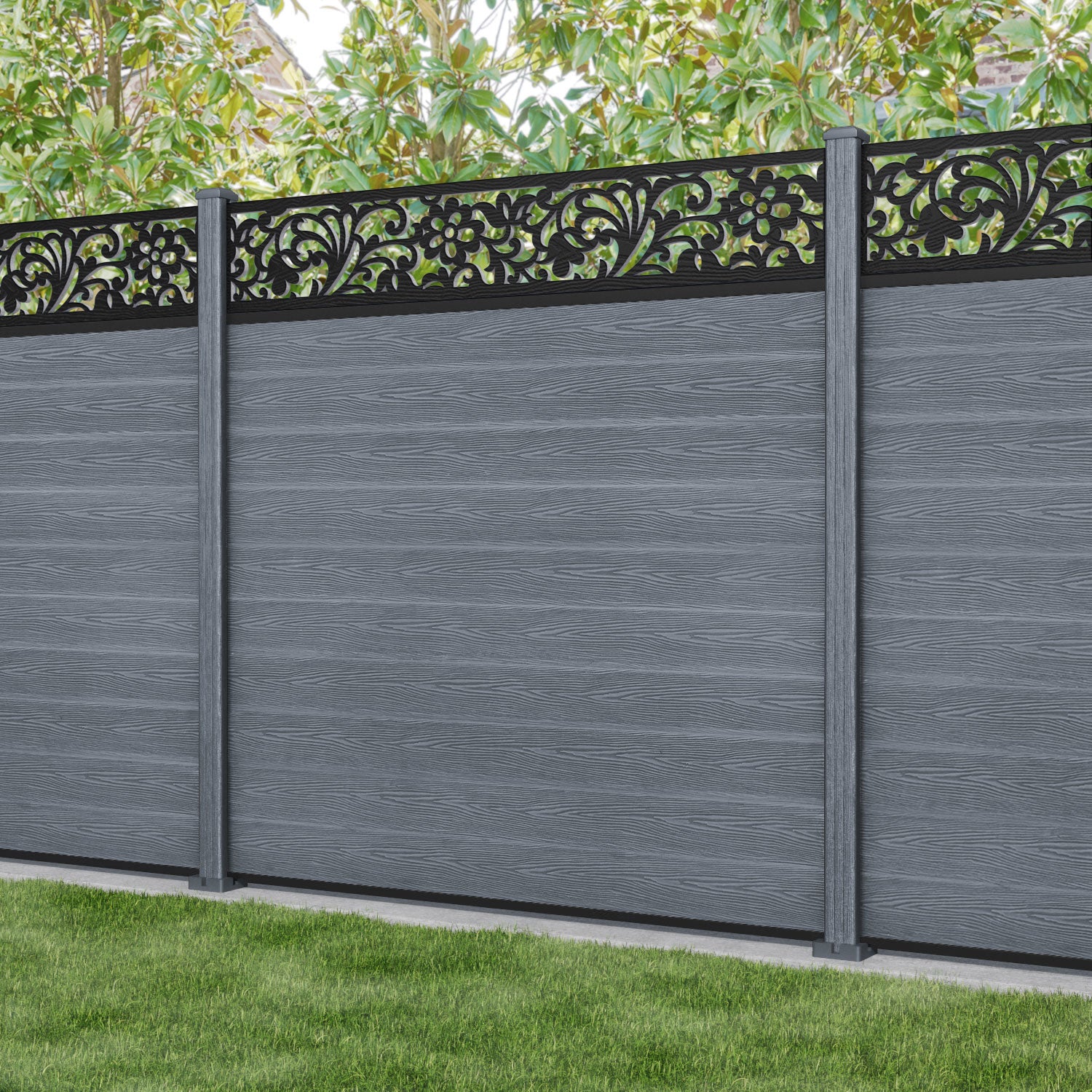 Classic Eden Fence Panel - Anthracite Composite Fencing with Durable Posts | Perfect for Backyard Privacy, Garden Borders & Outdoor Decoration