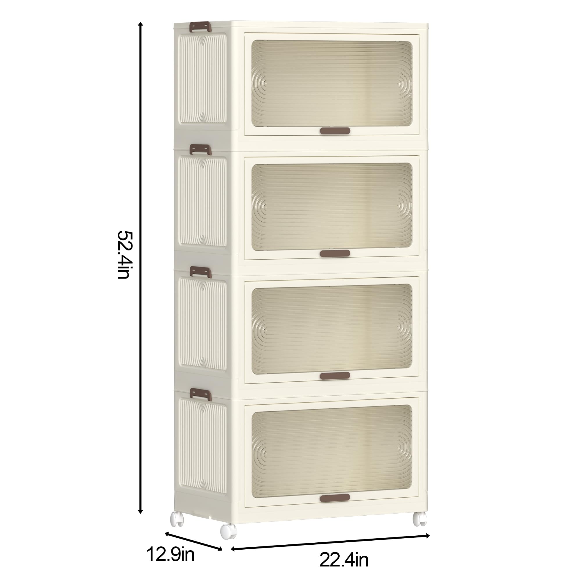 4-Tier Plastic Storage Bins with Lids - 230QT Stackable Storage Containers with Wheels - Foldable Collapsible Storage Boxes for Closet, Living Room, Office & Dorm Organization - Space-Saving Home & Office Storage Solution