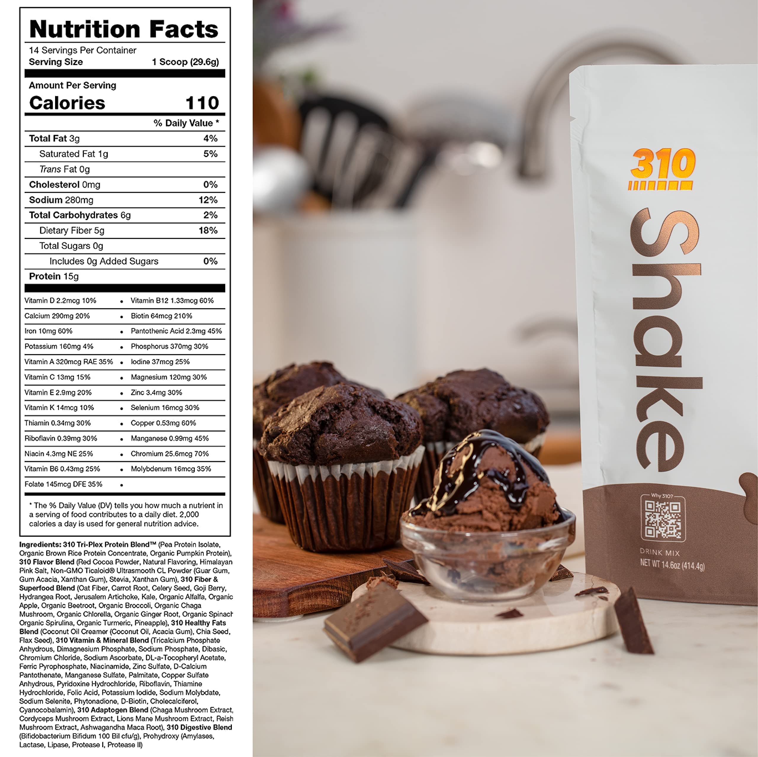 310 Nutrition All-In-One Meal Replacement Shake - Vegan Superfood Blend with Fiber, 26 Vitamins & Natural Sweeteners - Low Carb, Keto, Paleo & Gluten Free - Perfect for Weight Loss, Busy Lifestyles & On-the-Go Nutrition