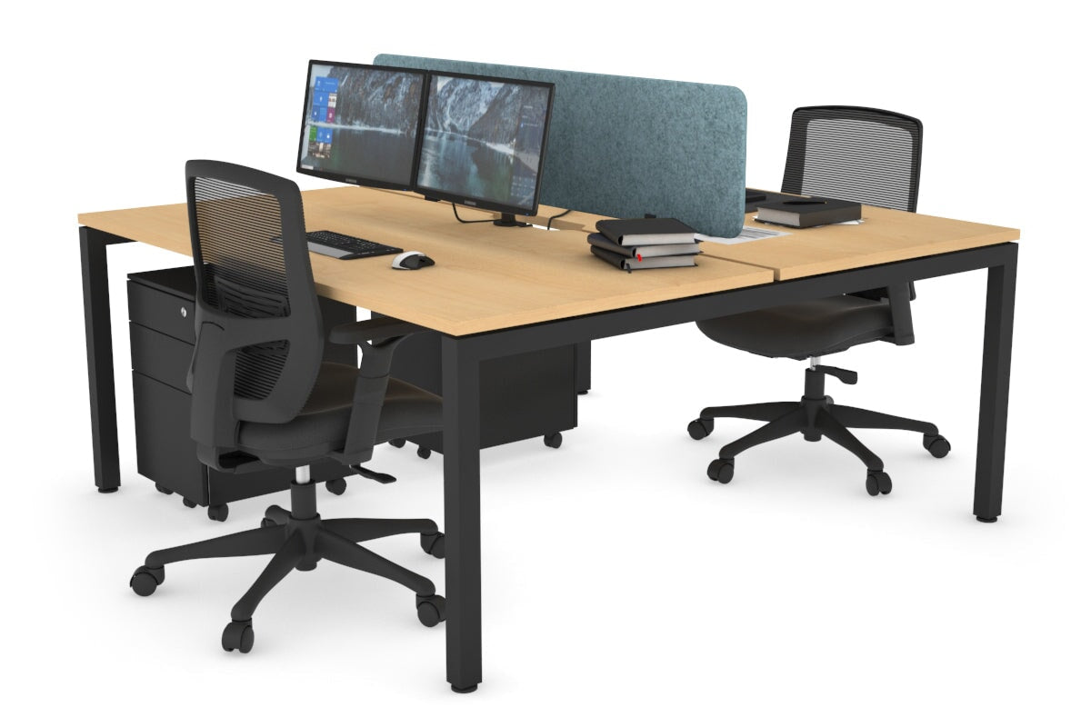 Quadro Square Legs 2 Person Office Workstation Desk - 1400L x 800W with Cable Management Scallop - Perfect for Shared Workspaces & Home Offices