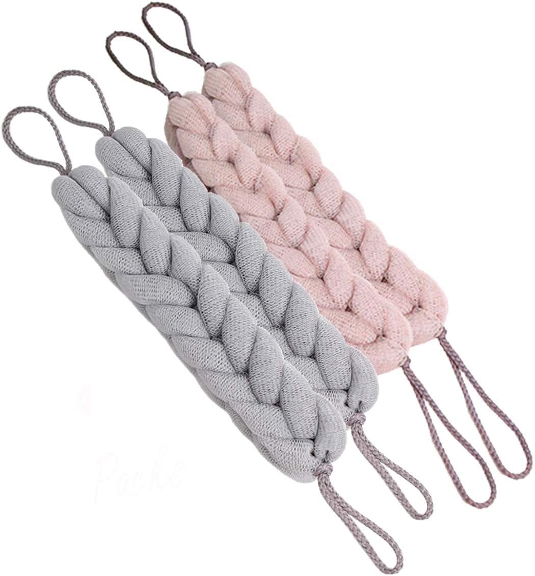 Long Stretch Back Scrubber with Rope Handles - Exfoliating Bath & Shower Mesh Sponge for Deep Cleansing - Perfect for Hard-to-Reach Areas & Relaxing Spa Days