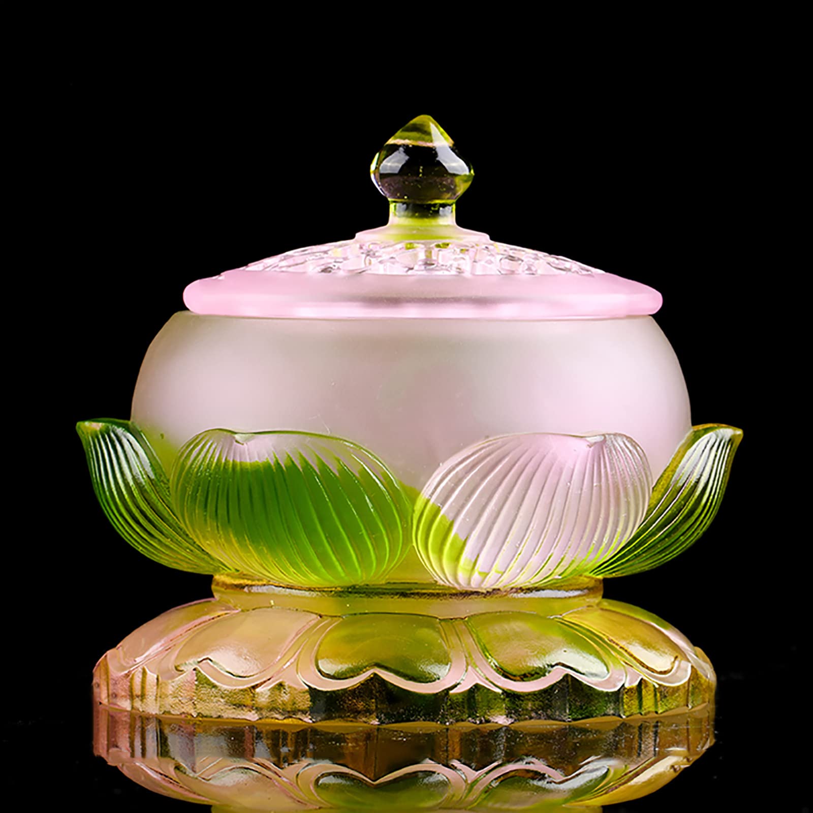 MGIRT Tibetan Buddhist Water Offering Bowl - Glass Lotus Offering Cup & Incense Burner for Buddhist Altar Supplies | Perfect for Meditation, Prayer & Spiritual Ceremonies