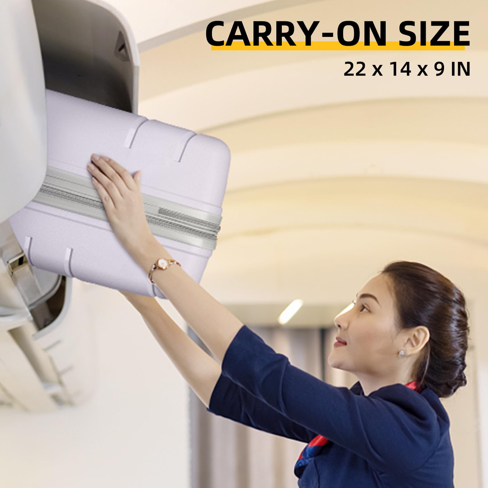 Lavender 20-Inch Hard Shell Carry On Luggage Set for Women - 3-Piece Spinner Wheel Suitcase with TSA Lock (22x14x9 Inches) Airline Approved - Perfect for Business Travel, Weekend Getaways & Family Vacations