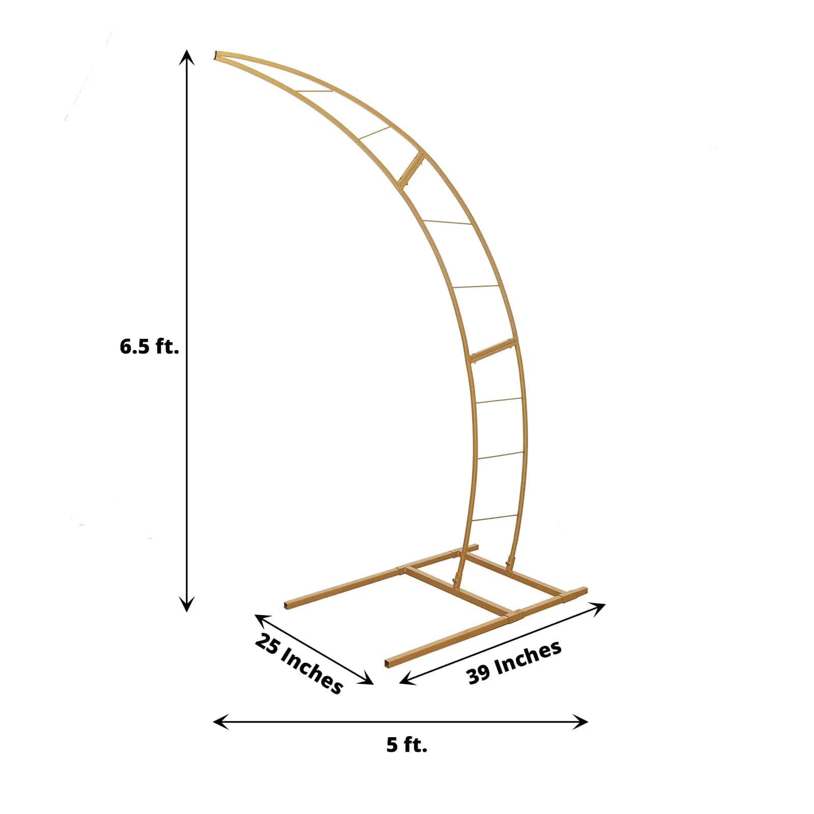 Half Crescent Moon Metal Floral Display Frame - Gold Wedding Arch Backdrop Stand for Outdoor Ceremonies & Photo Shoots