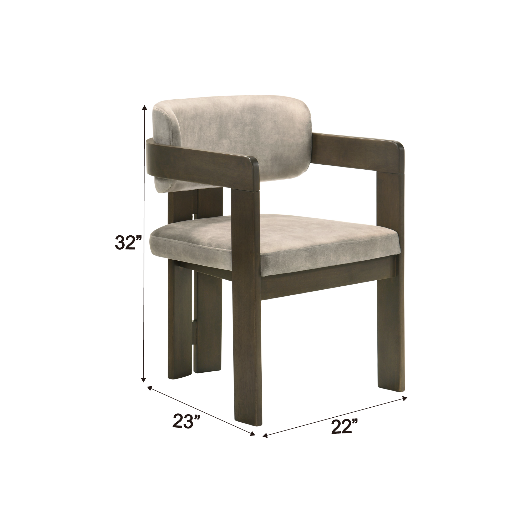 Destin Light Gray Polished Microfiber & Walnut Finish Side Chair - Modern Dining Room Accent Chair for Kitchen, Office, and Living Room