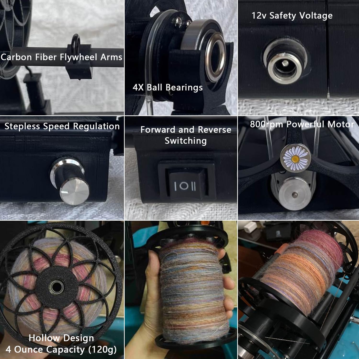 12V Mini Electric Spinning Wheel for Wool Yarn - Adjustable Speed Spinning Machine with 12mm Feeding Opening - Handcraft Yarn Winding Tool for DIY Knitting, Weaving & Fiber Arts (Purple) - Perfect for Home Crafting, Spinning Wool into Yarn & Creative Textile Projects