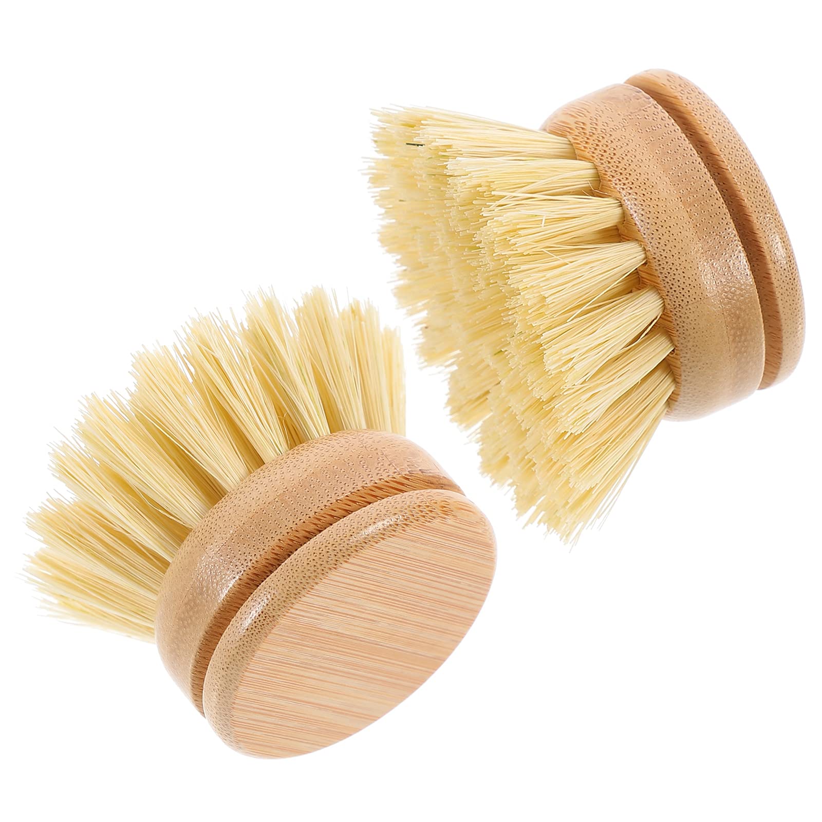 2-Pack Sisal Dish Scrub Brush with Bamboo Handle - Eco-Friendly Kitchen Cleaning Brush for Pots, Pans & Woks - Durable Household Cleaning Brush Set for Daily Dishwashing & Tough Stains