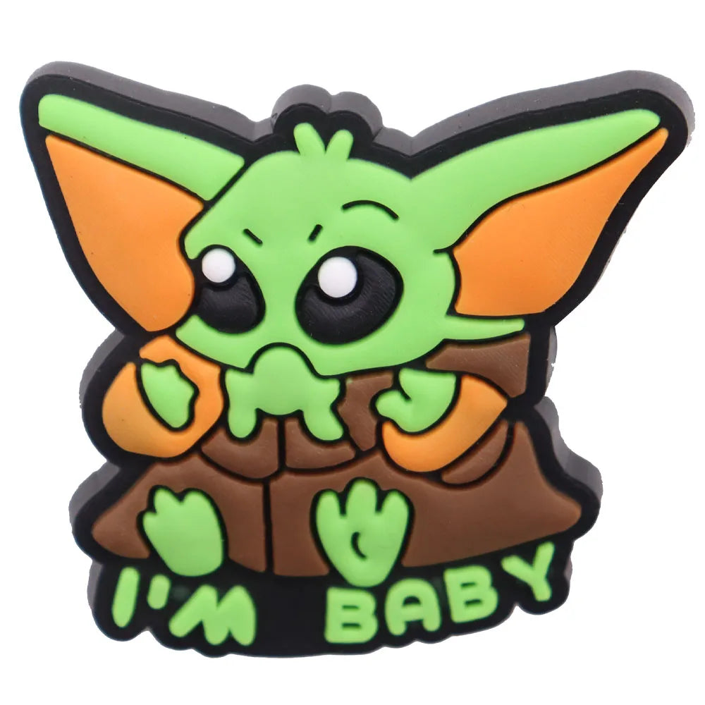 22Pcs Baby Yoda Shoe Charms - Cute Green Alien PVC Sandal Accessories for Boys & Girls - Perfect for Garden Parties, Cosplay & Gifts