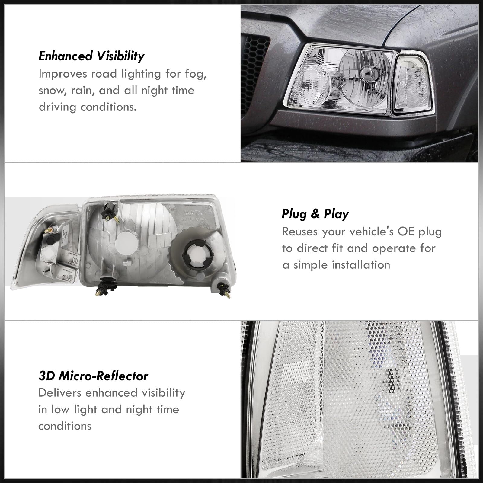 Ford Ranger Headlights & Bumper Lamps (2001-2011) - Off-Road & Night Driving