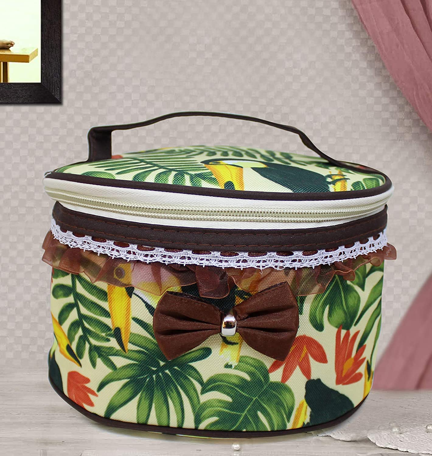 TIED RIBBONS Makeup Bag Travel Cosmetic Organizer for Women and Girls (20cm X 13cm) - Perfect for Travel, Gym & Daily Essentials Storage