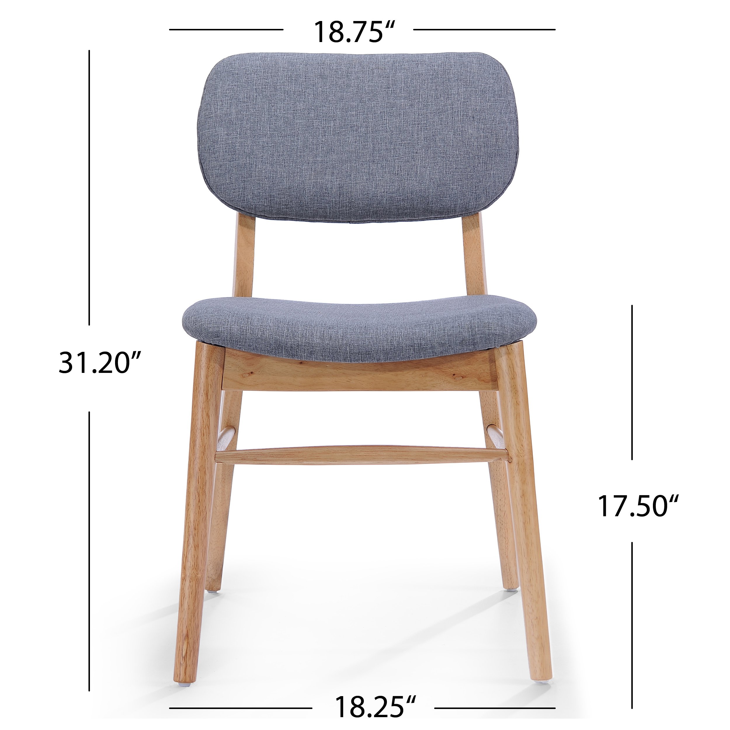 Colette Fabric Upholstered Dining Chairs with Oak Finish - Set of 2, Gray & Oak - Perfect for Modern Dining Room, Kitchen, or Breakfast Nook