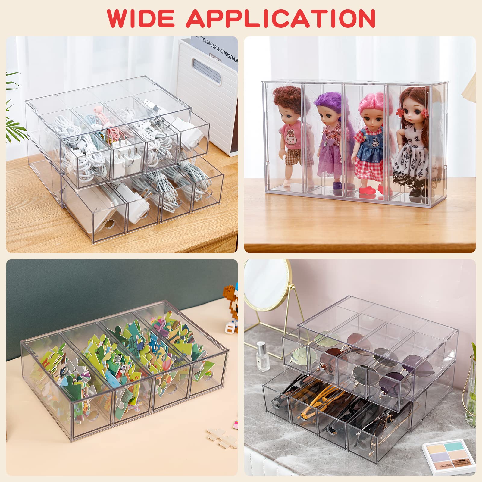 Yesesion 2-Pack Clear Cord Organizer - Cable Storage Box with 40 Wire Ties for Desk & Office Organization