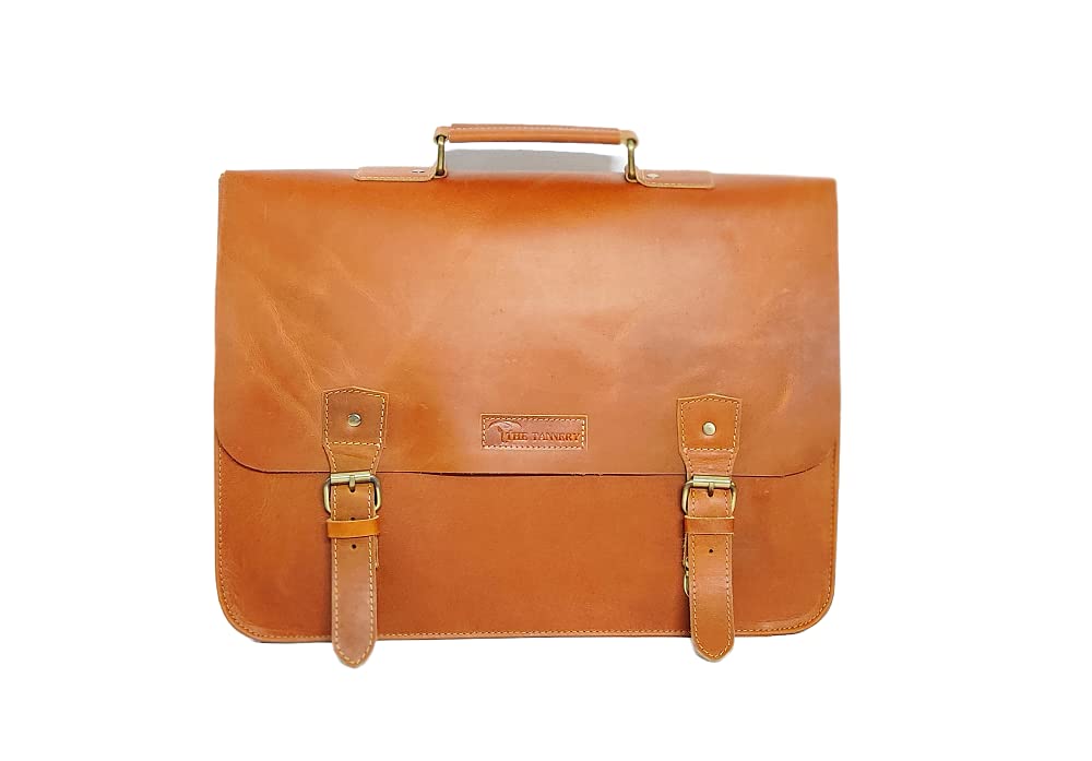 Vintage Crazy Horse Leather Handmade Briefcase - Laptop Messenger Bag for Men & Women - Durable Office & College Bag for Work, Business & Travel