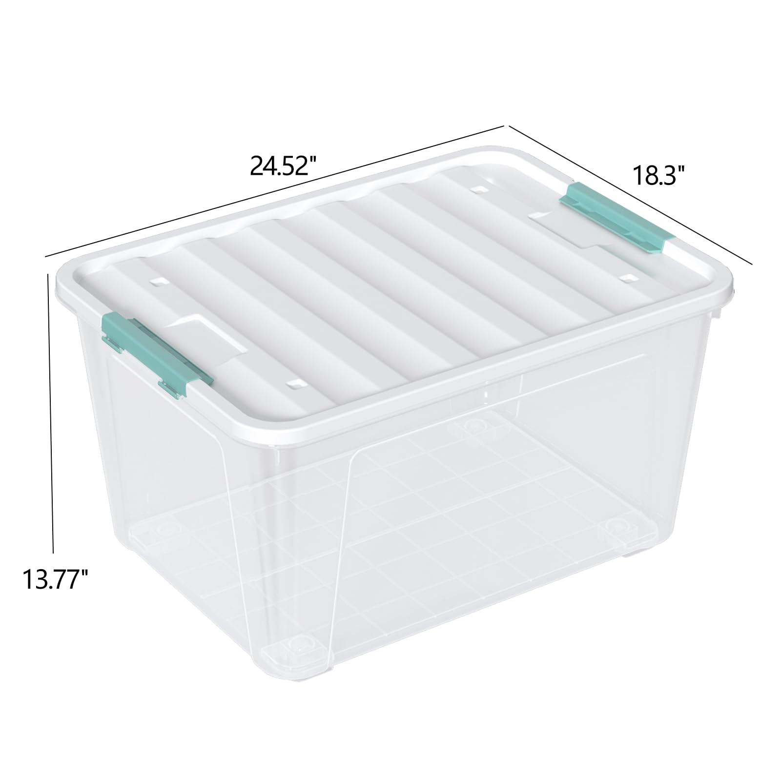 85 Quart Large Clear Plastic Storage Bins with Wheels, 4-Pack Heavy Duty Stackable Organizing Containers for Home, Garage, or Office Organization