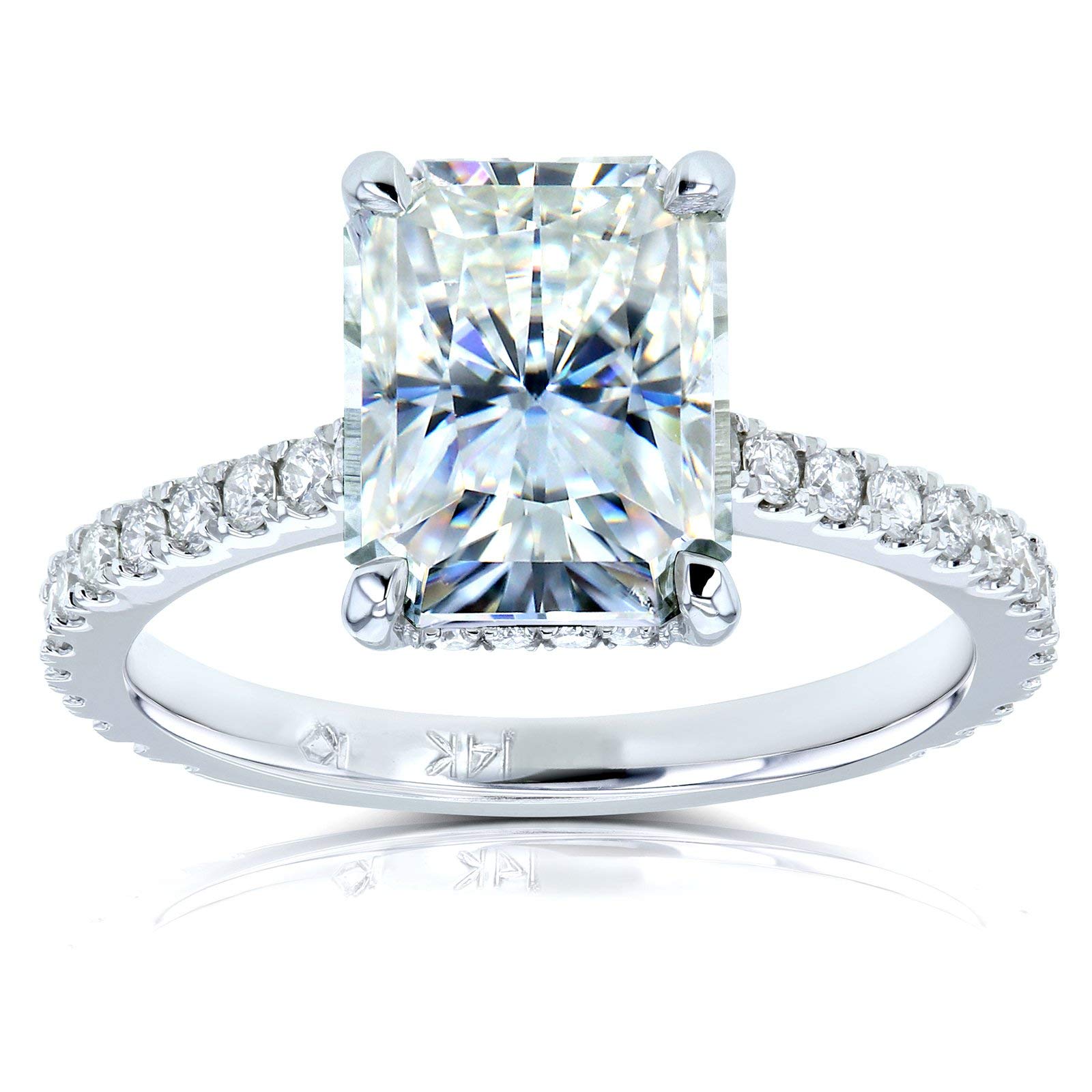 Kobelli Radiant-Cut Moissanite Engagement Ring 3.1 CTW 14K White Gold - Perfect for Proposals, Anniversaries & Wedding Bands