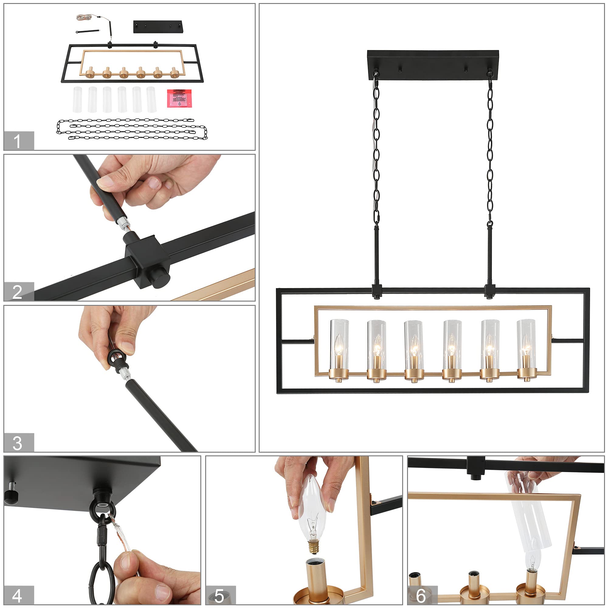 Modern Black Gold Chandelier - 37.5