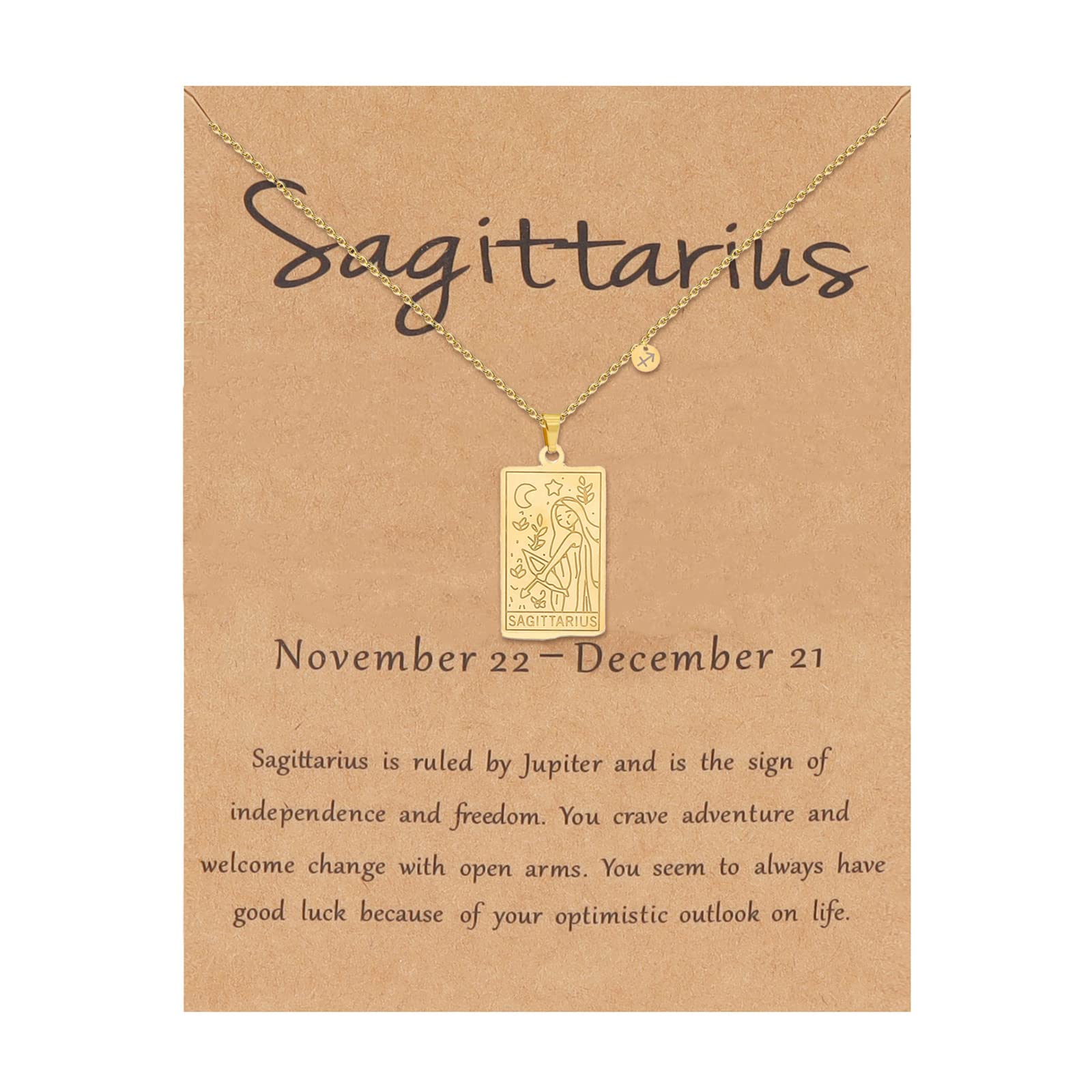 12 Zodiac Constellation Necklace for Women - Stainless Steel Tarot Card Pendant | Perfect for Birthdays, Gifts & Spiritual Jewelry Lovers